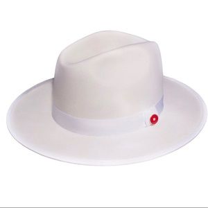 White Queen Fedora Hard Brim Red Bottom Large